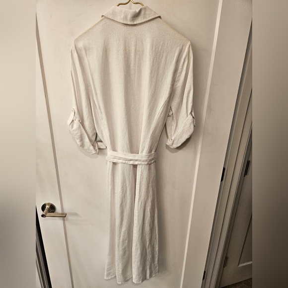 NWT - Linen Charter Club White Midi  Shirtdress - Size 16 - Picture 6 of 8